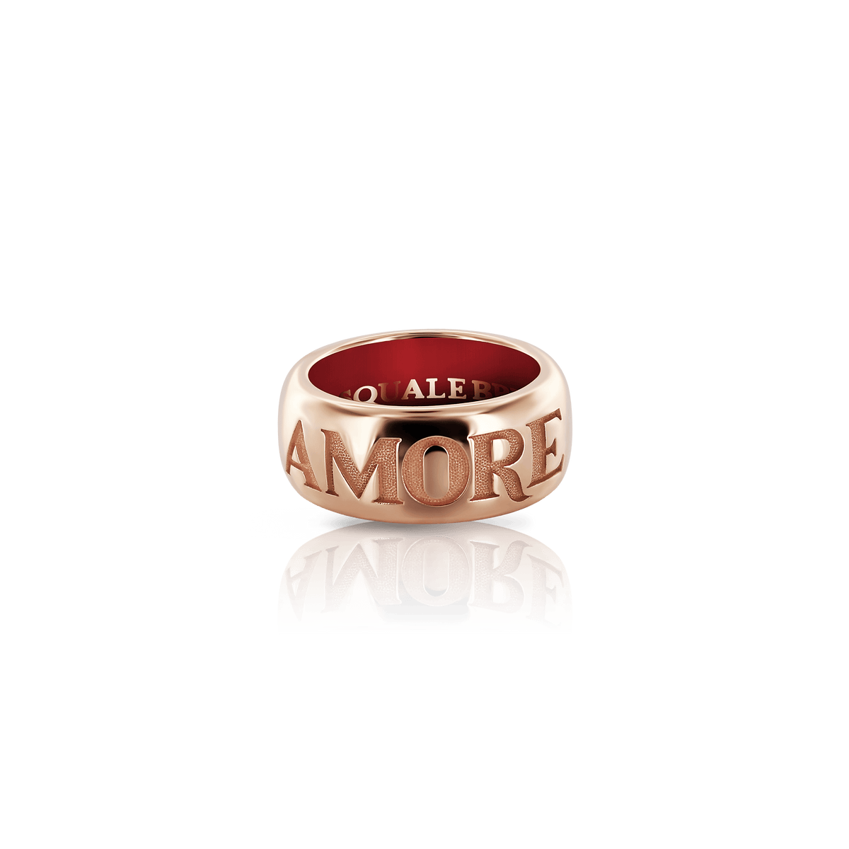 Amore Medium Band Ring in 18k Rose Gold with Enamel | Pasquale Bruni