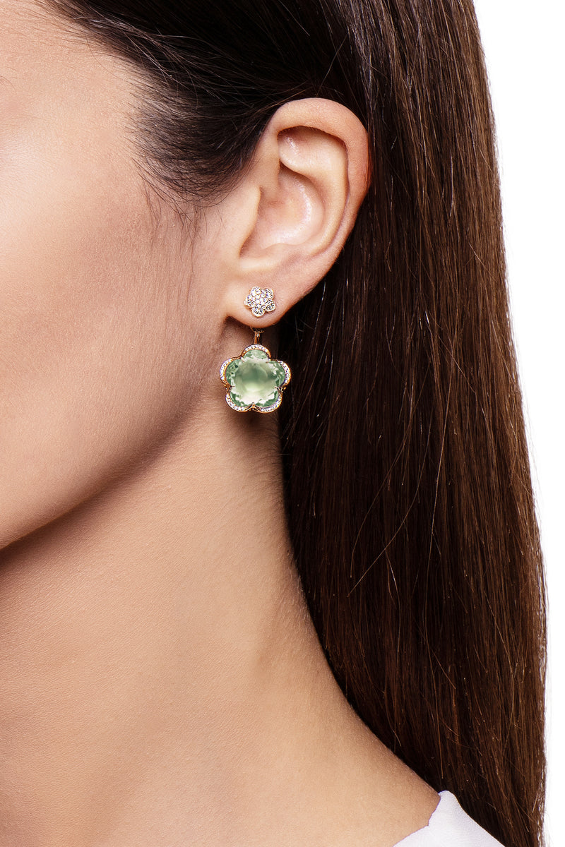 Bon Ton Earrings in 18k Gold, Prasiolite & Diamonds | Pasquale Bruni