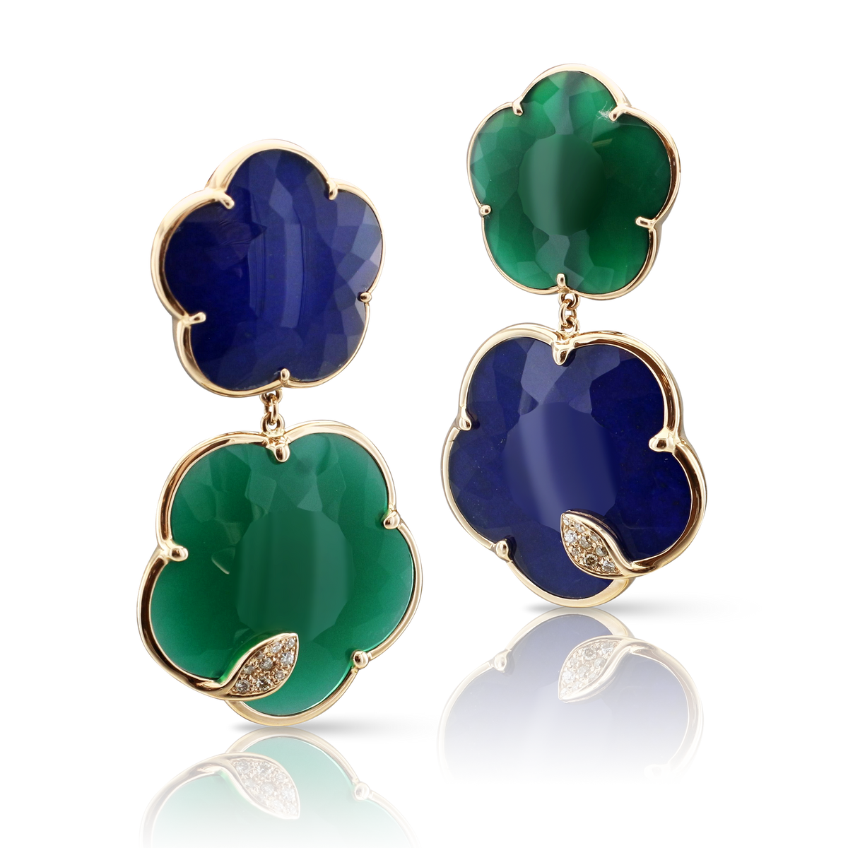 Van Cleef Arpel Magic Alhambra Diamond and Rose Gold Earrings, Perfect