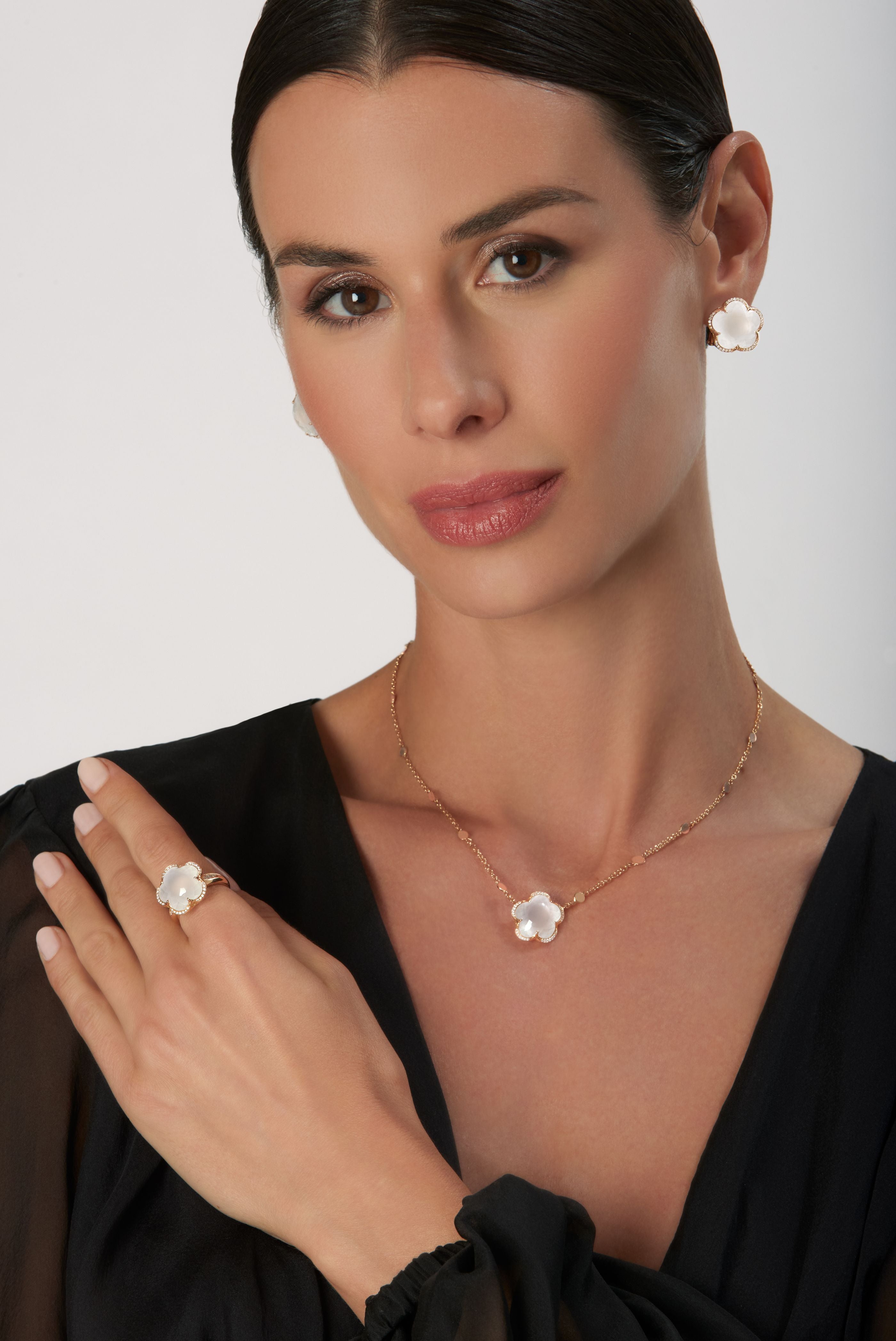 Bon Ton Necklace: 18k Gold, Milky Quartz & Diamonds