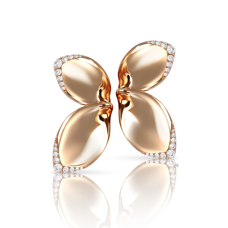 Giardini Segreti Earrings in 18k Rose Gold with White Diamonds.