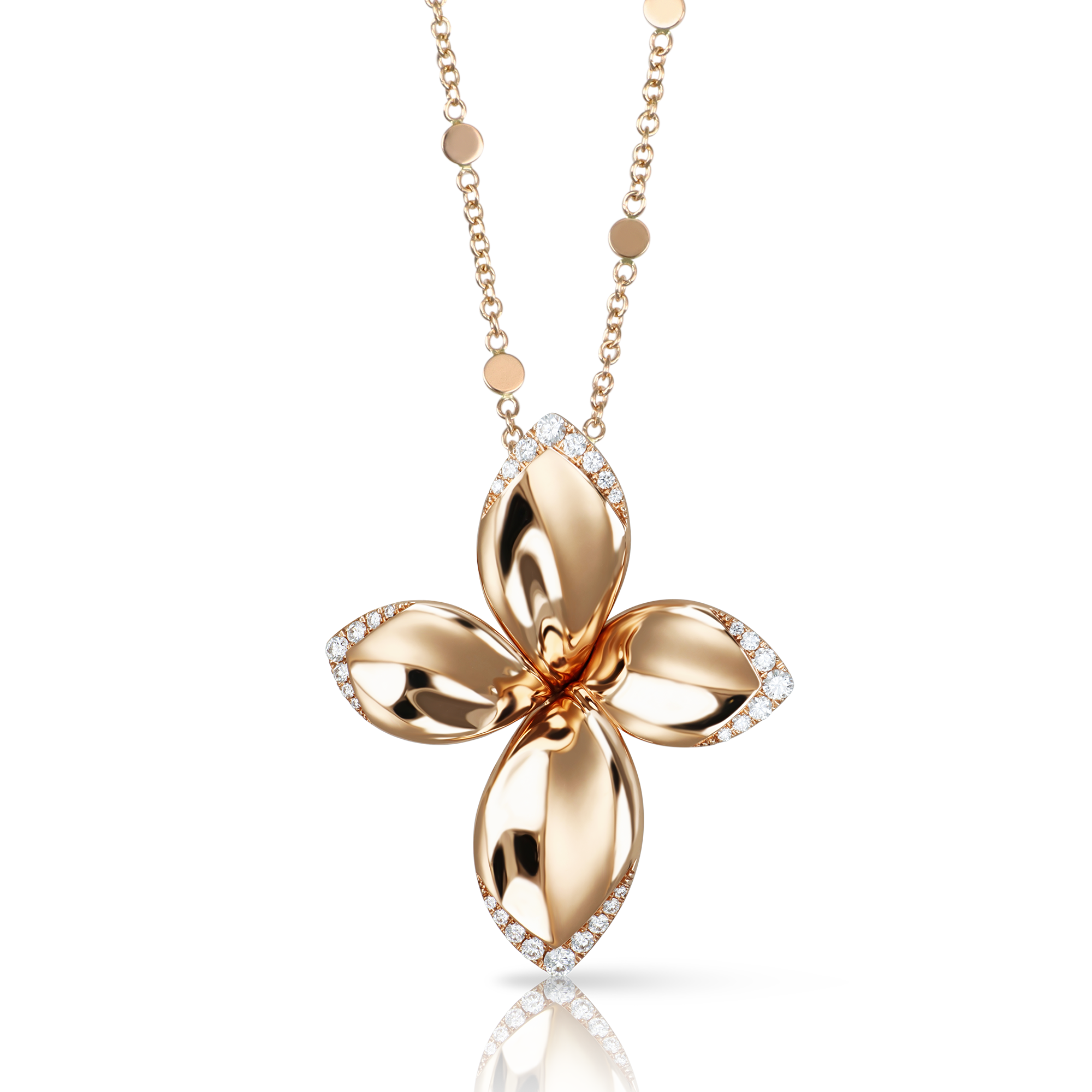 Giardini Segreti Necklace in 18k Rose Gold with White Diamonds.
