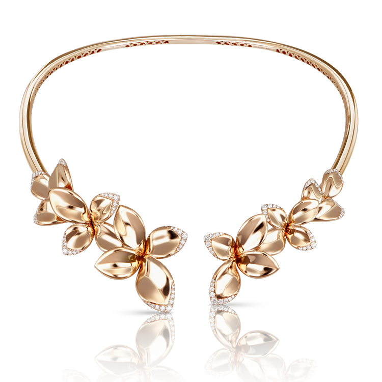 Giardini Segreti Multi Flower Collier in 18k Rose Gold with White Diamonds.