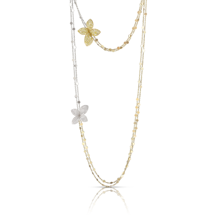 Giardini Segreti Aura Sautoir in 18k White and Yellow Gold with White and Yellow Diamonds.
