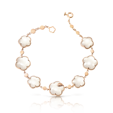 Bracelet in 18k Rose Gold with Pearl of The Moon Gem and Diamonds.