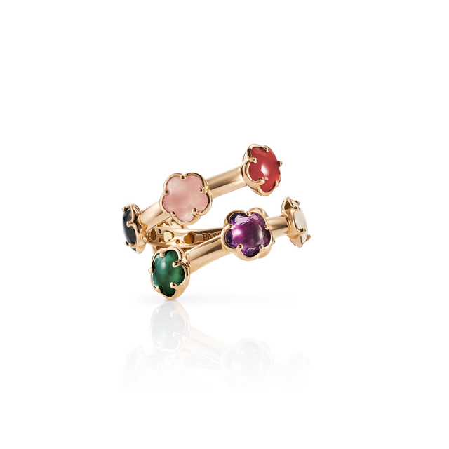 Contrarié Ring in 18k Rose Gold with precious stones and Diamonds.