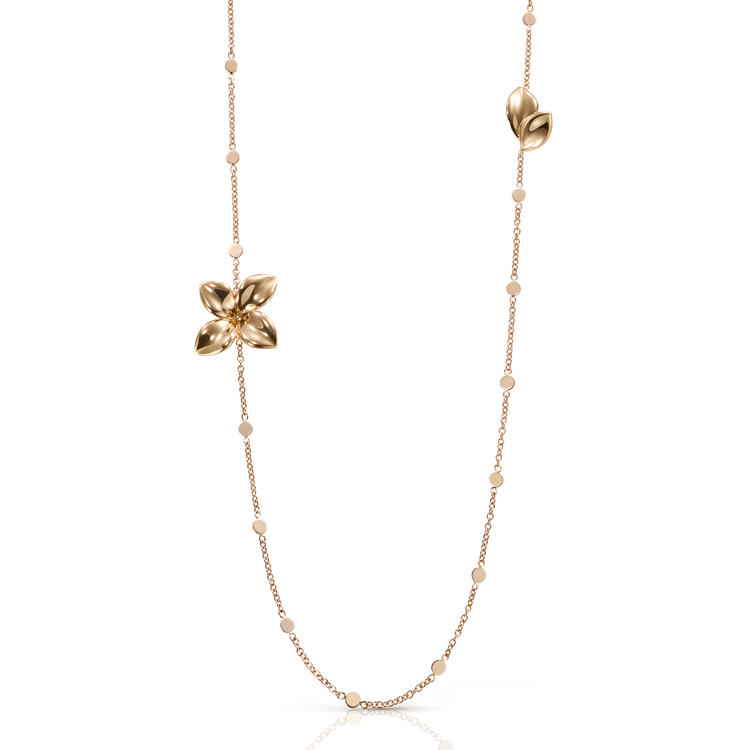 Giardini Segreti Opera Necklace in 18k Rose Gold with White Diamonds.