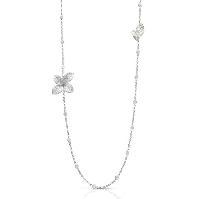 Giardini Segreti Opera Necklace in 18k White Gold with White Diamonds.