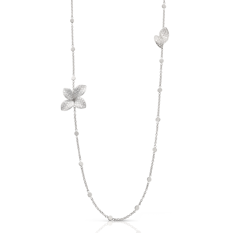 Giardini Segreti Opera Necklace in 18k White Gold with White Diamonds.