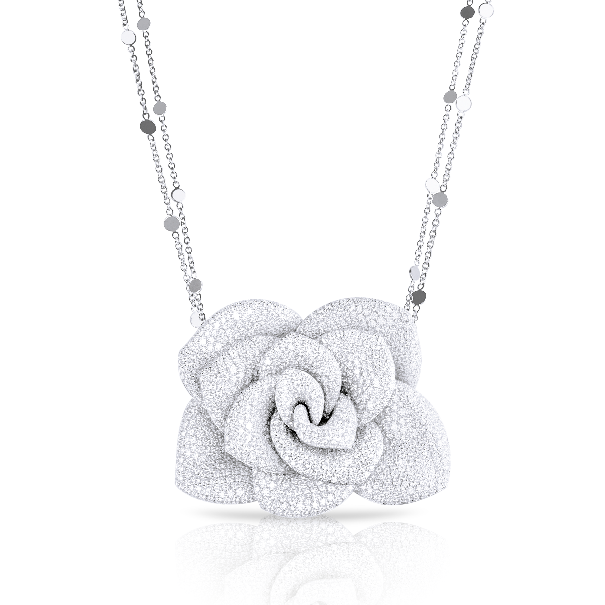 Rosina necklace in 18k White Gold with White Diamonds.