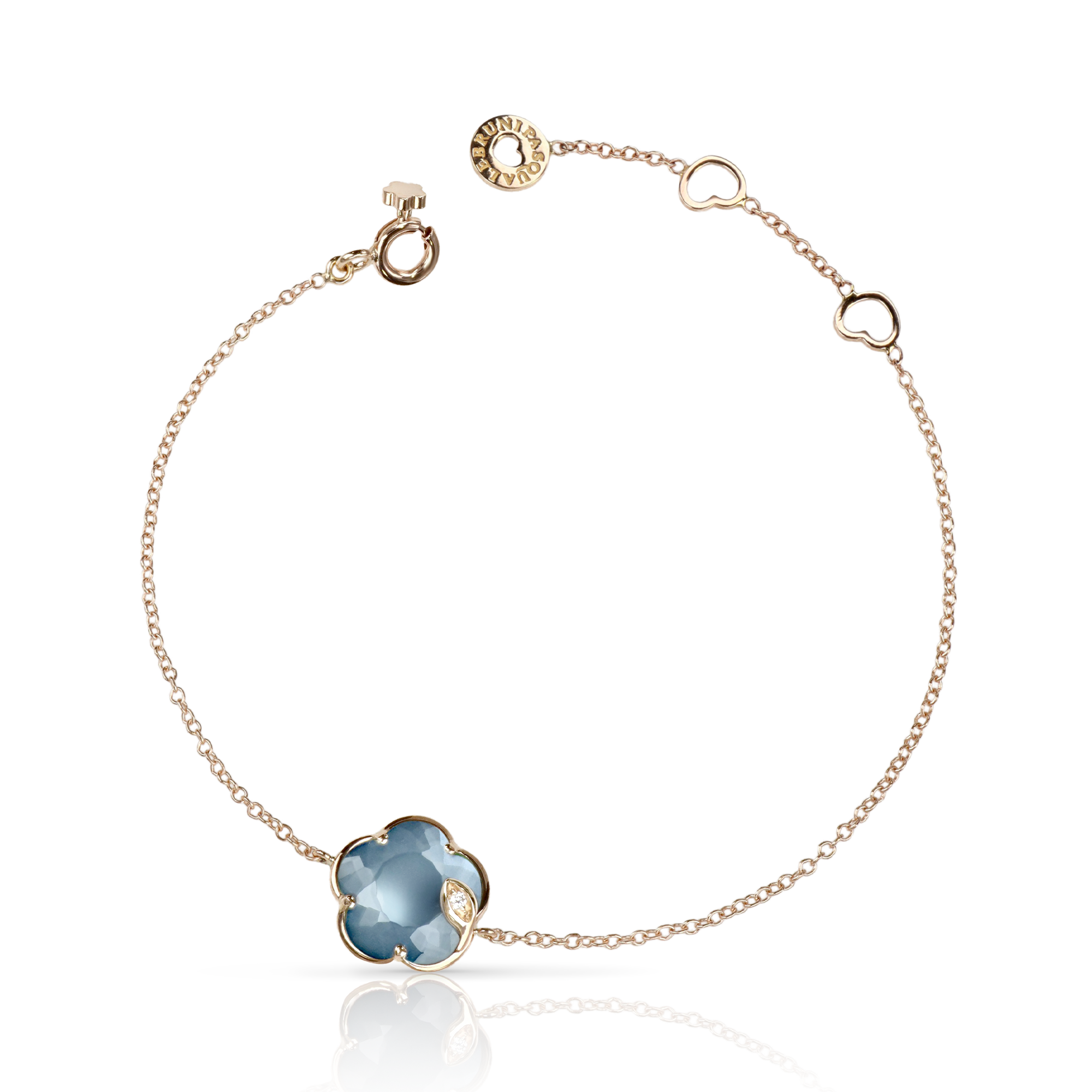 Bracelet in 18k Rose Gold with Lunar Night Blue Gem made of Onyx and 
White Moonstone with Diamond.