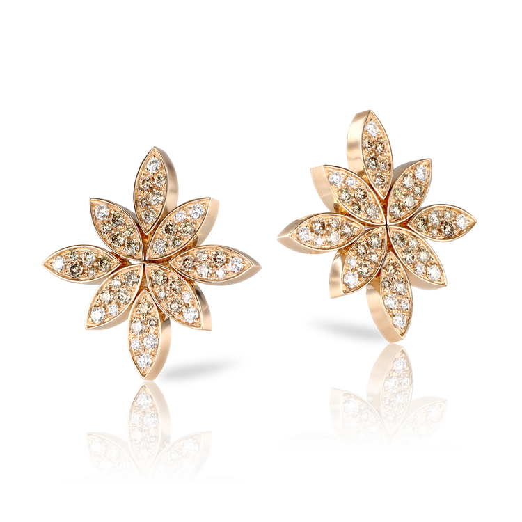 Earrings in 18k Rose Gold with Diamonds.