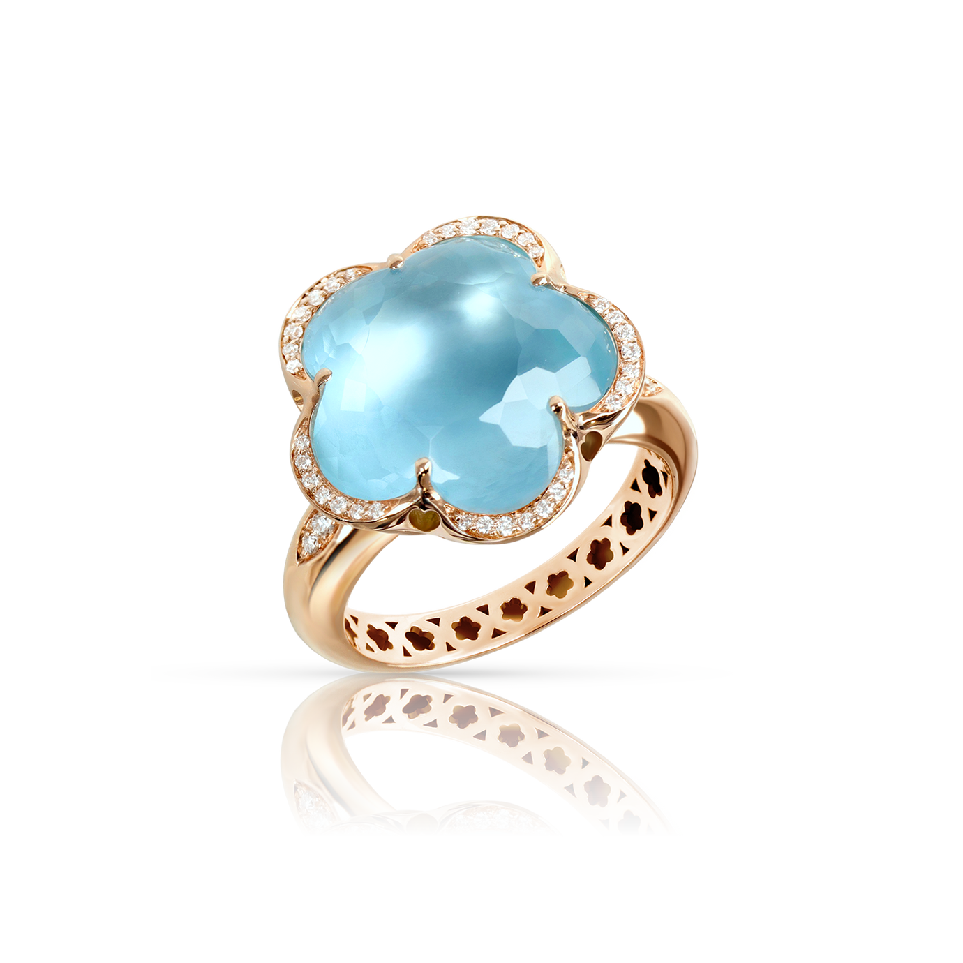 Ring in 18k Rose Gold with Venus Blue Topaz and White Diamonds 