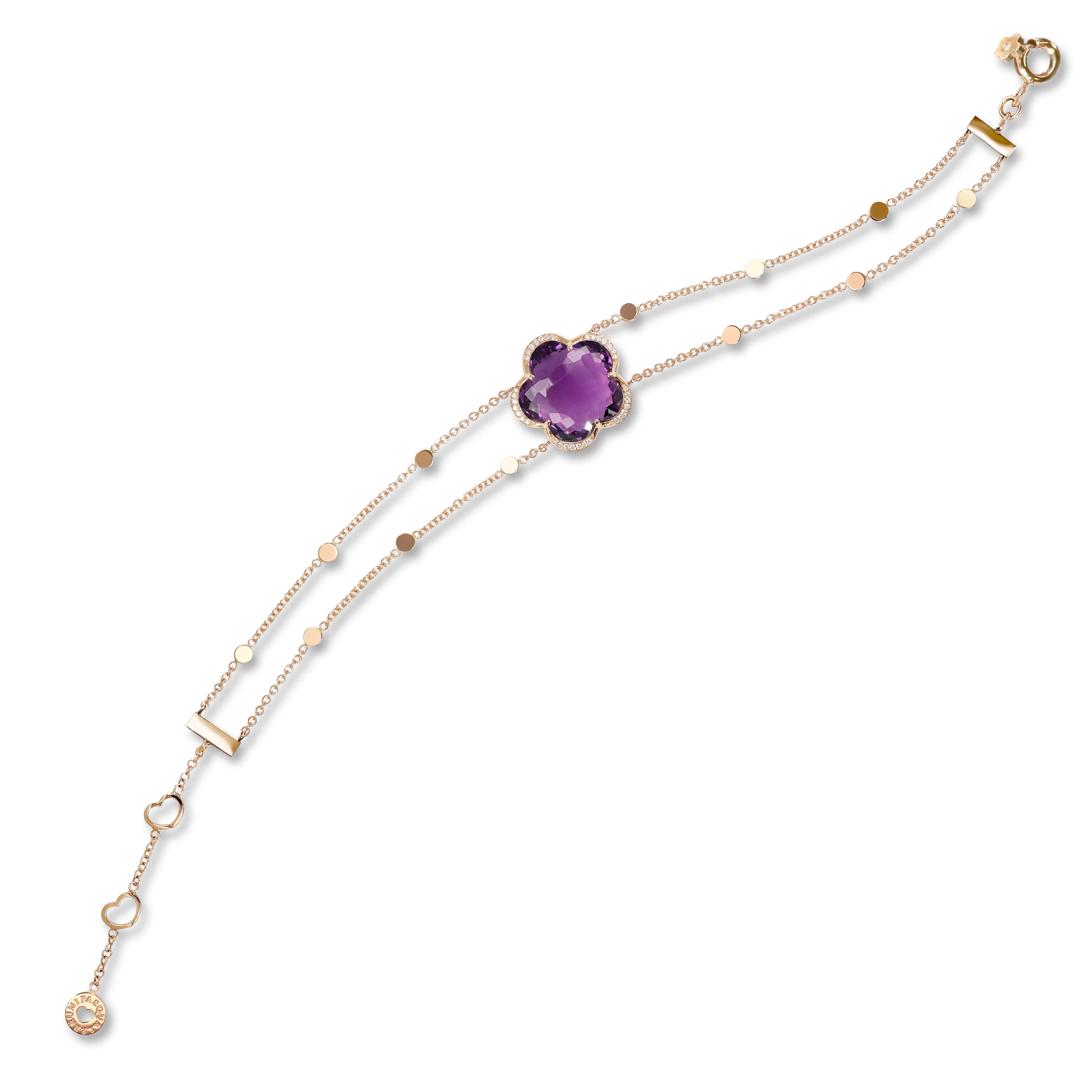 Bracelet in 18k Rose Gold with Amethyst and diamonds