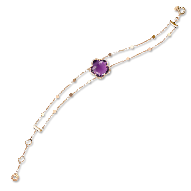 Bracelet in 18k Rose Gold with Amethyst and diamonds