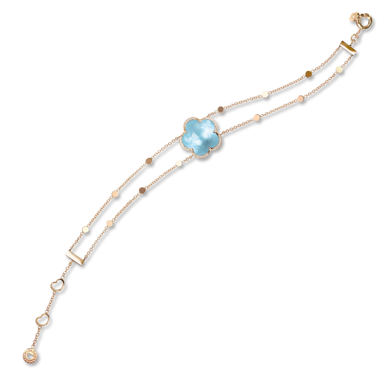 Bracelet in 18k Rose Gold with Blue Topaz and diamond.