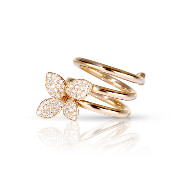 Ring in 18k Rose Gold with Diamonds, double twist.