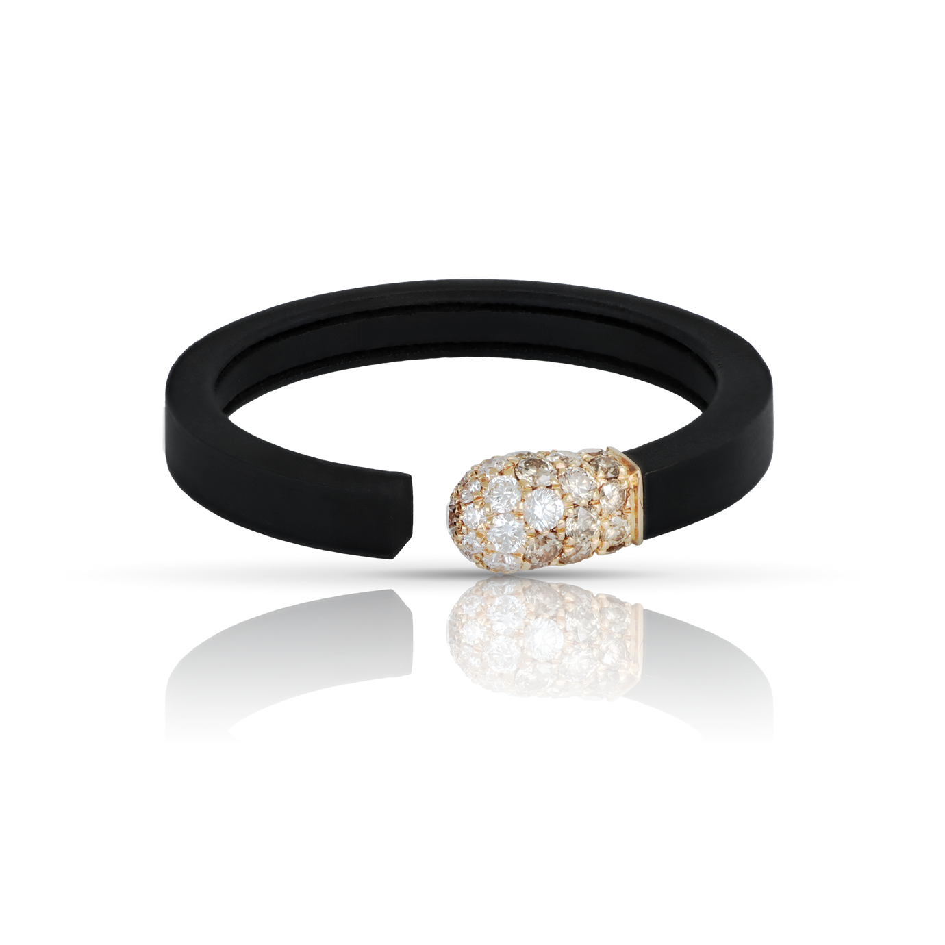 Ring in 18k Rose Gold an Black Titanium with White and Champagne Diamonds.