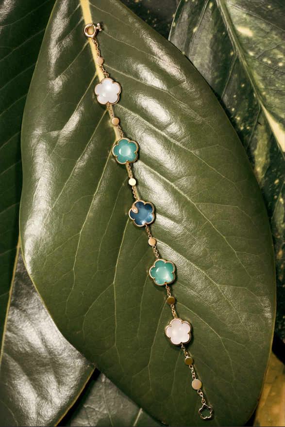 Colored Petit Joli bracelet on green leaves