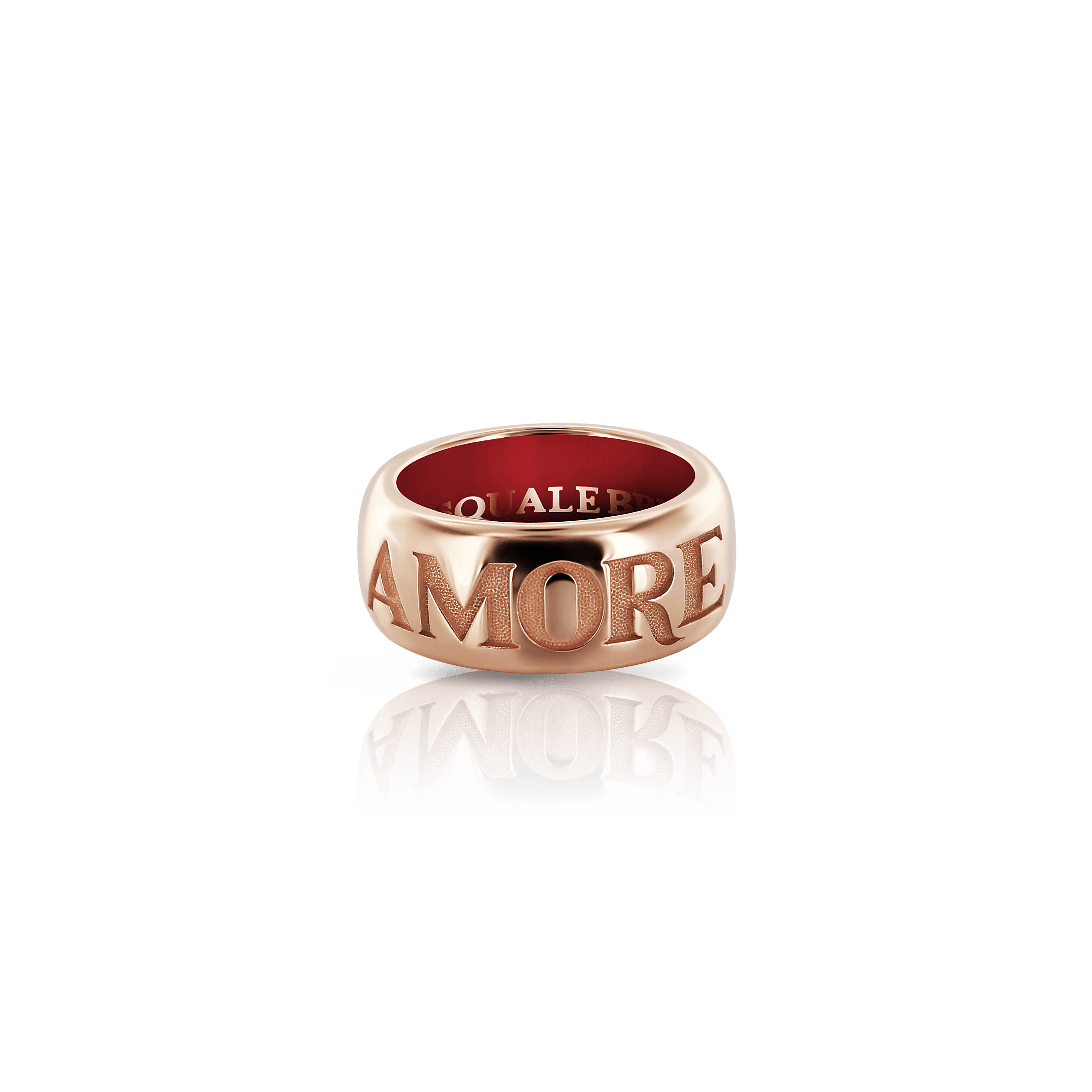 Bague Amore en or rose 18 carats avec émail Pasquale Bruni