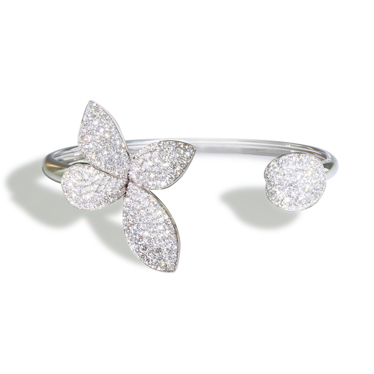 Giardini Segreti Small Flower Bracelet in 18k White Gold with Diamonds.
