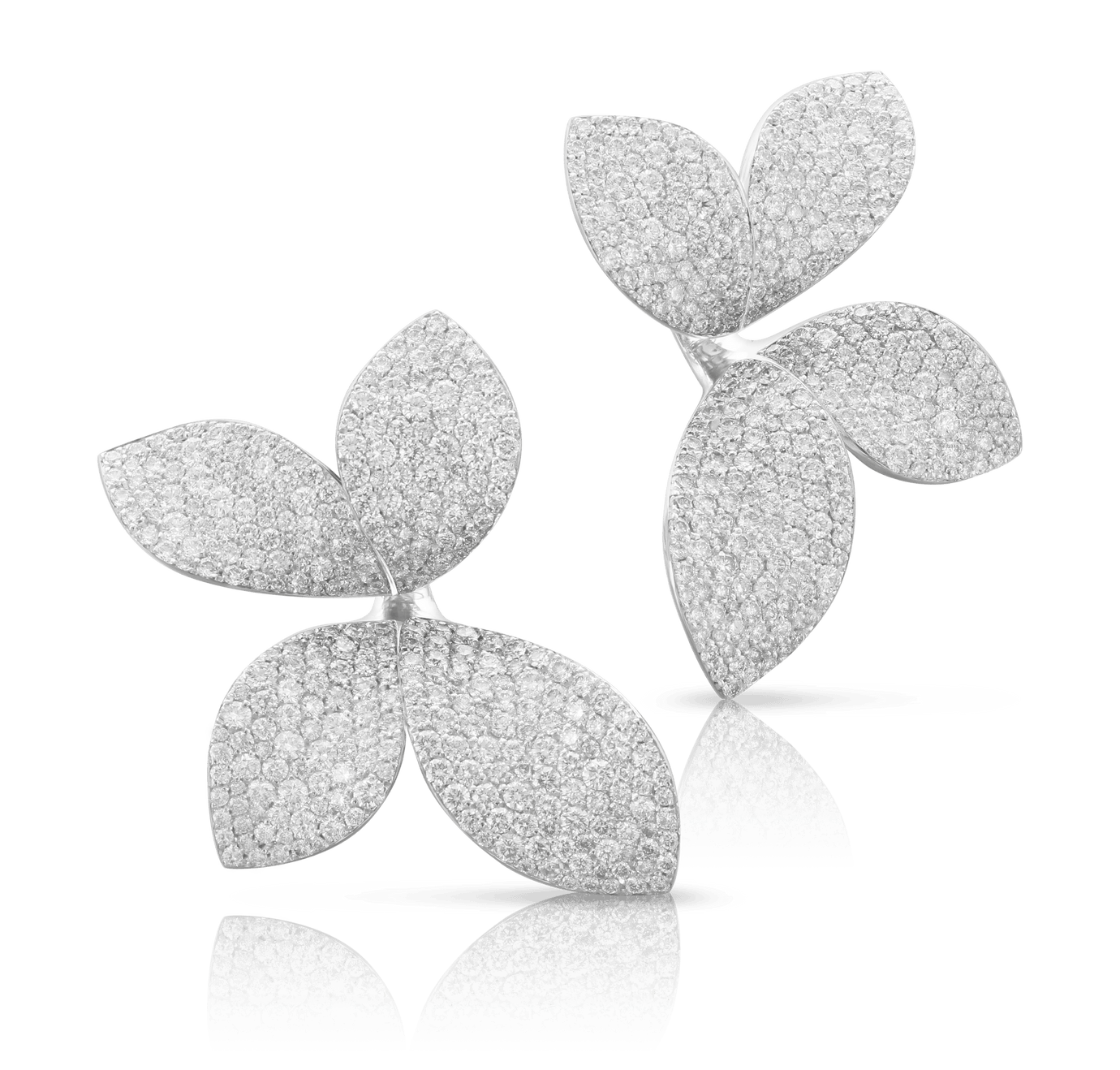 Giardini Segreti XL Flower Earrings in 18k White Gold with Diamonds.