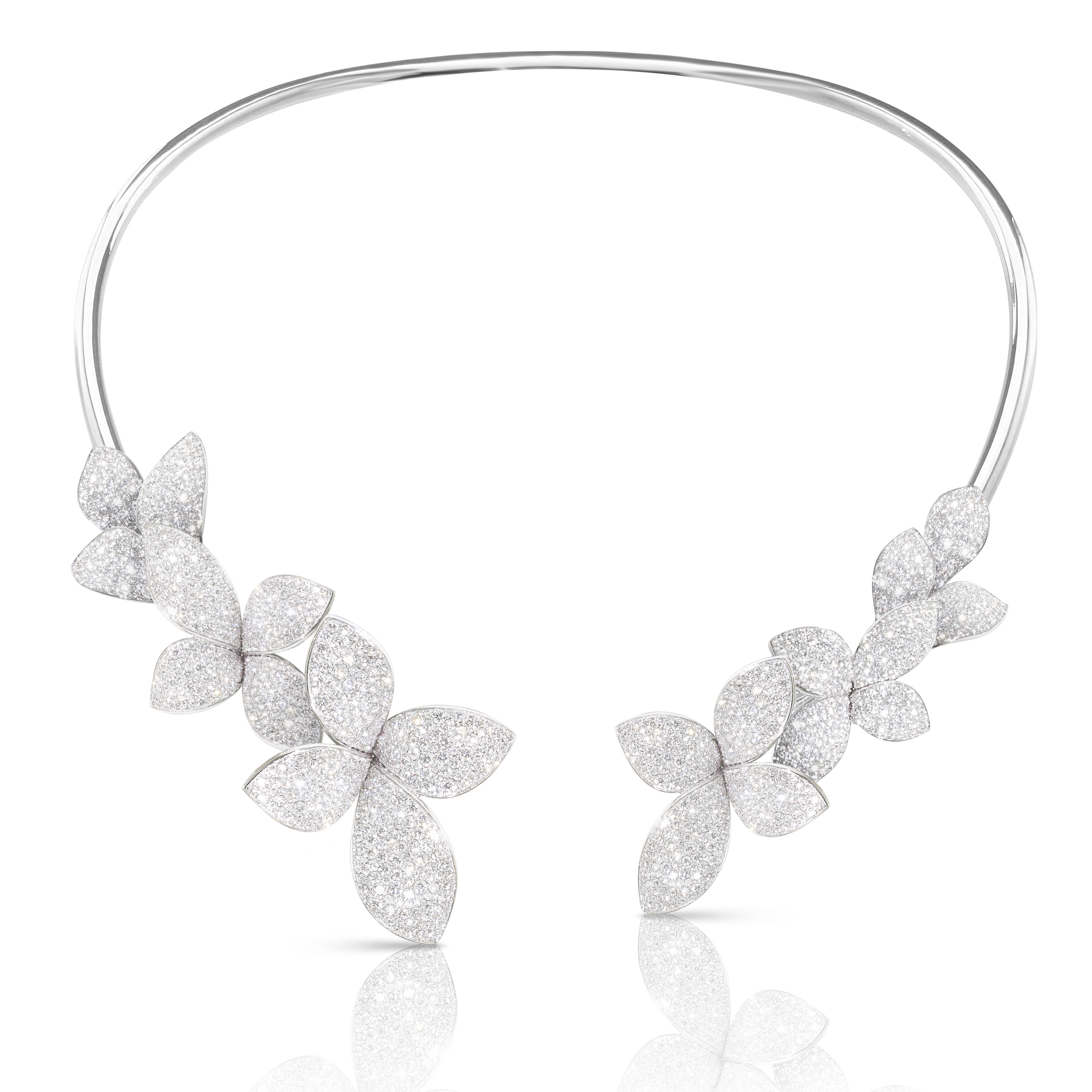 Giardini Segreti Multi Flower Collier in 18k White Gold with Diamonds.