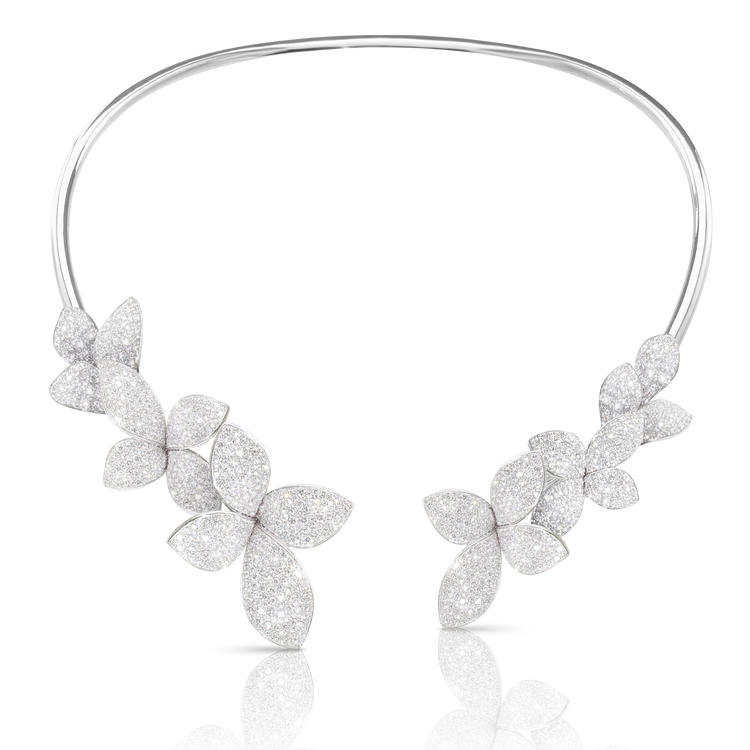 Giardini Segreti Multi Flower Collier in 18k White Gold with Diamonds.