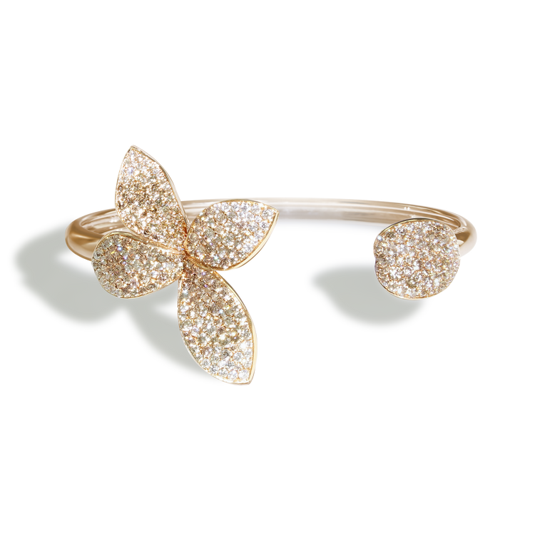 Giardini Segreti Small Flower Bracelet in 18k Rose Gold with White and Champagne Diamonds.