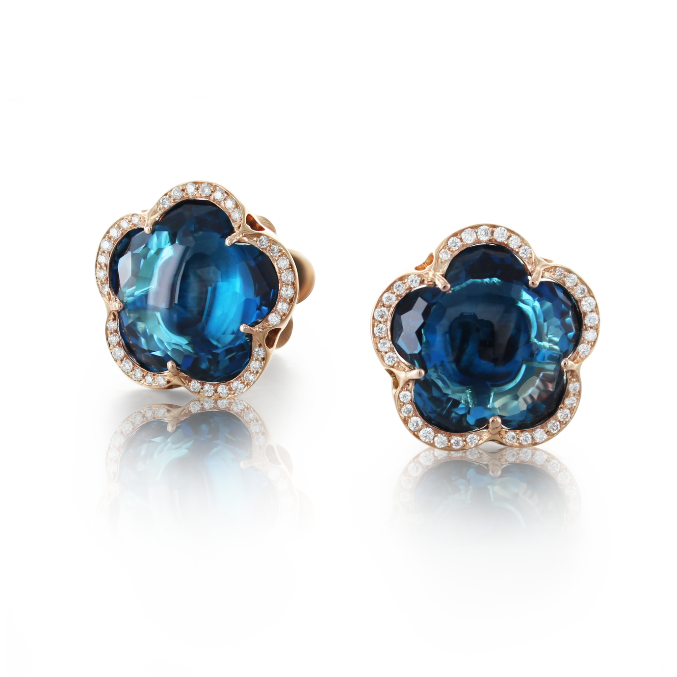 Orecchini A Perno In Argento 925 Con Topazio Blu - Zirconia Tonda - Pietra Nascita Dicembre - Foto 2