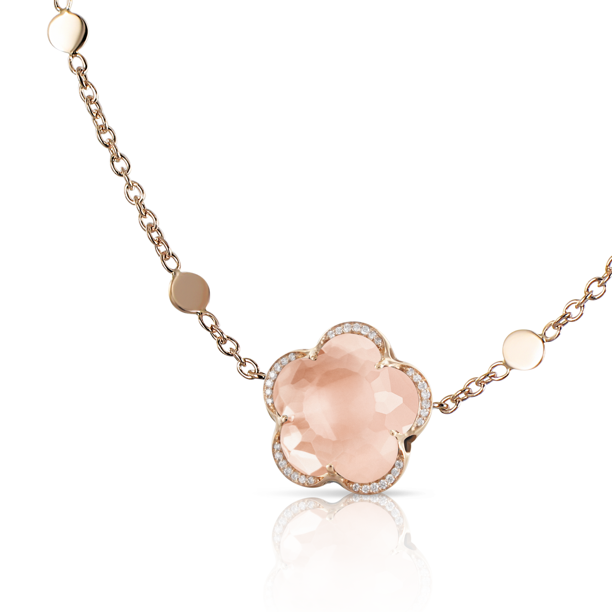 Bon Ton Necklace: 18k Gold, Rose Quartz & Diamonds | Pasquale Bruni