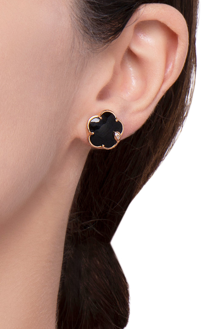 Petit Joli Earrings: 18k Rose Gold, Onyx & Diamonds | Pasquale Bruni