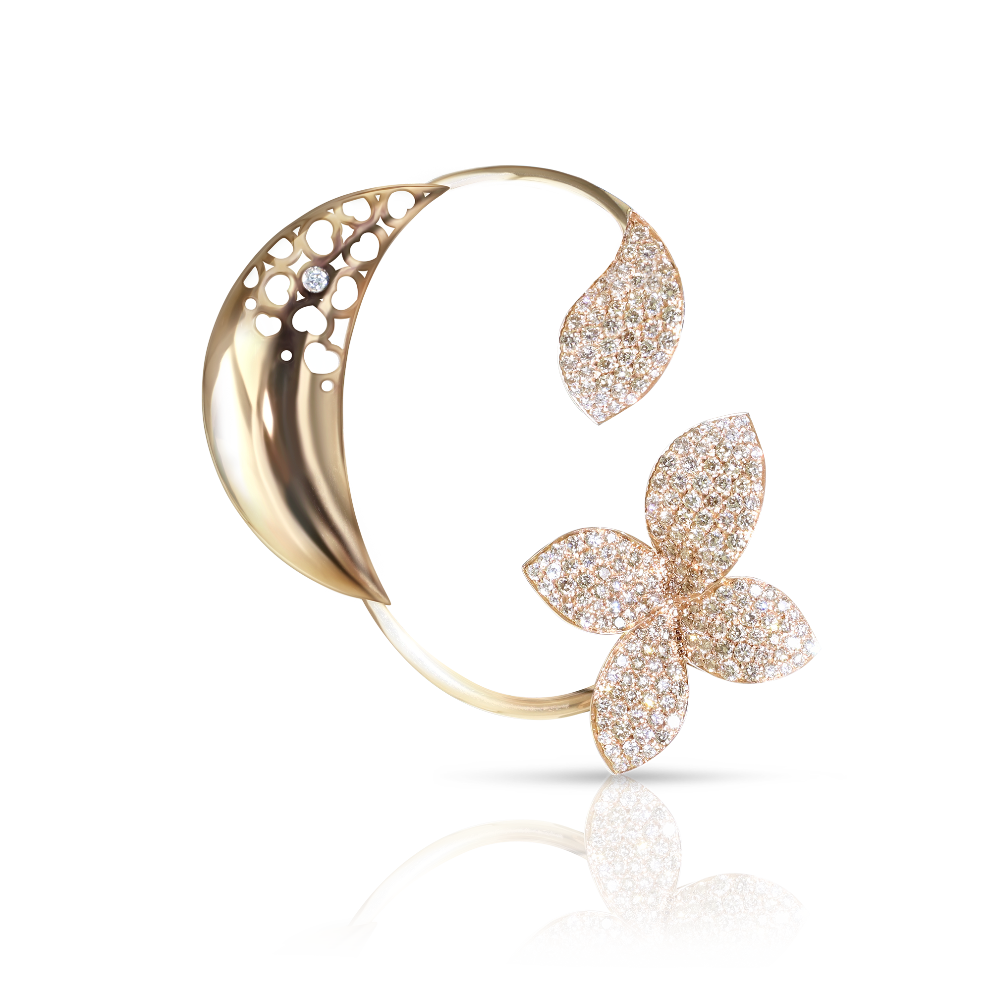 Giardini Segreti Ear Cuff in 18k Rose Gold Diamonds Pasquale Bruni