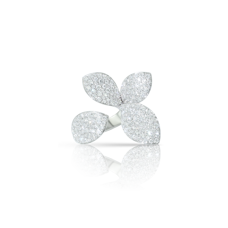 Giardini Segreti Left Hand Pinky Ring in 18k White Gold with Diamonds.