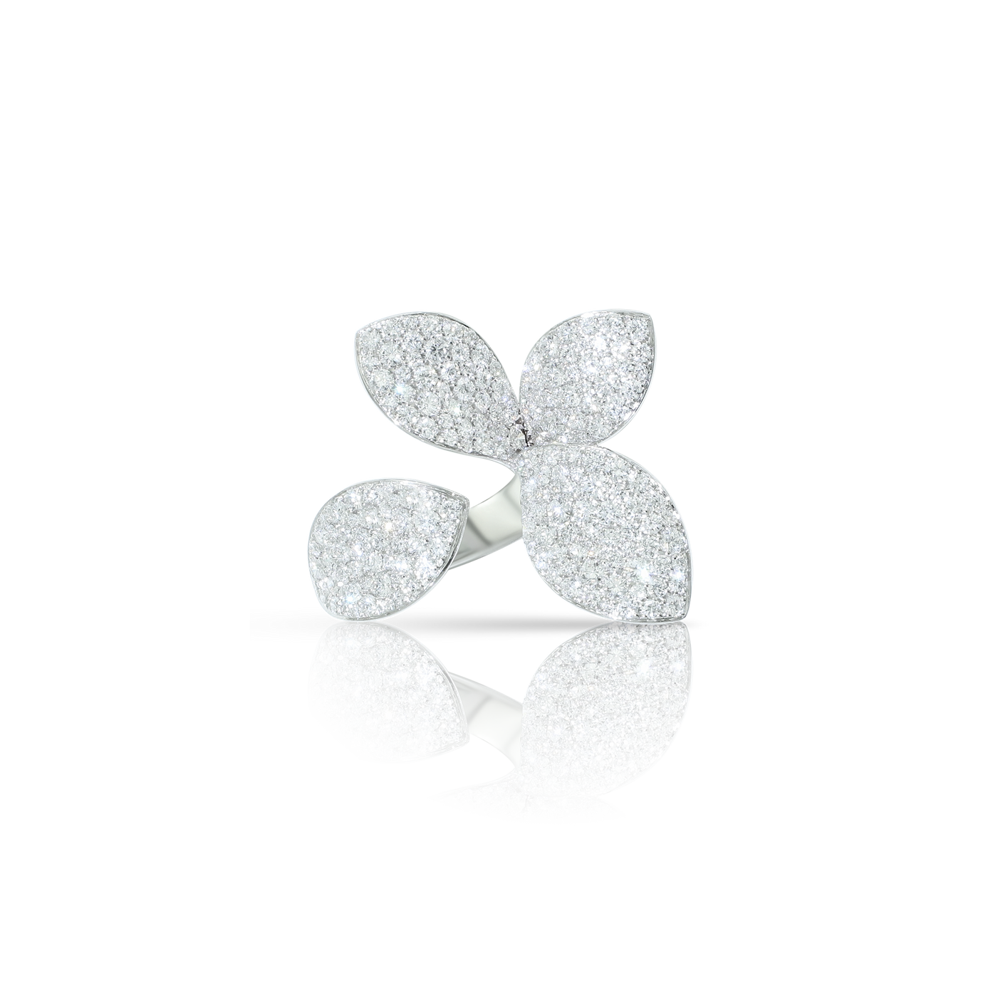 Giardini Segreti Left Hand Pinky Ring in 18k White Gold with Diamonds.